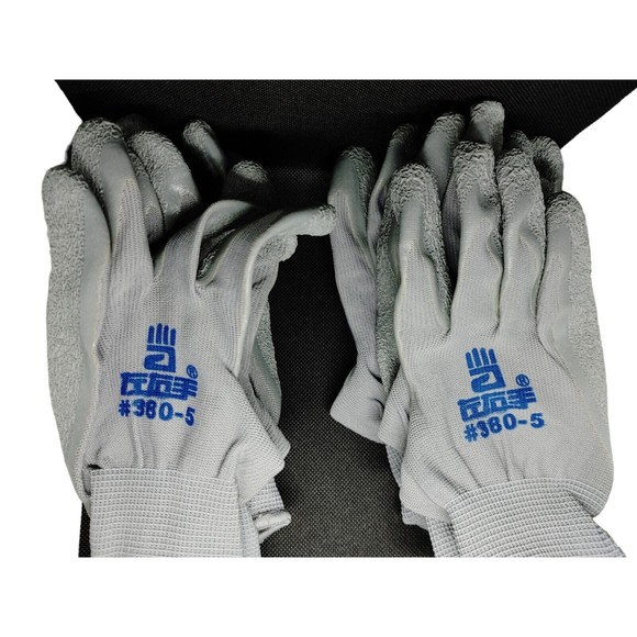 Work Safety Polyurethane Coated Nylon Work Gloves 380-5 (4 Pairs) - Gray - Picture 3 of 3